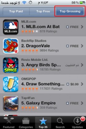 ماذا يعني تصنيف Top Grossing في متجر البرامج ؟