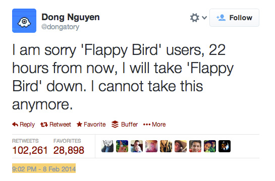 تغريدة نهاية Flappy Bird