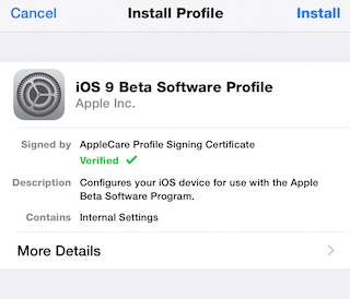 iOS 9 Beta Profile