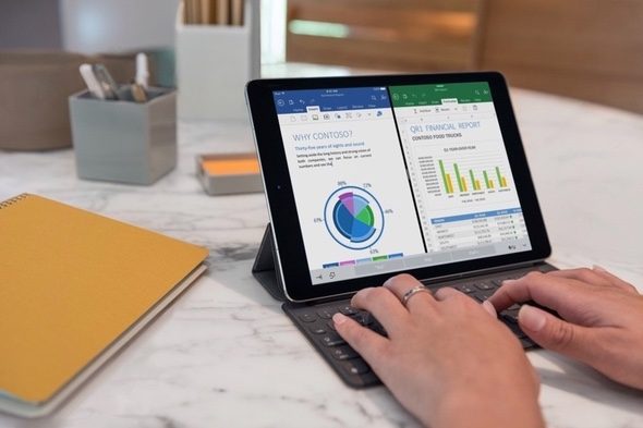 iPad Pro multitasking with office