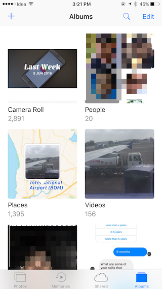 iOS 10 photos album view