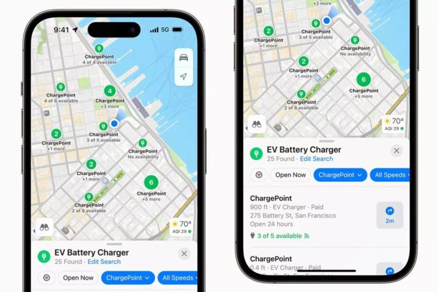 Apple Maps EV charging