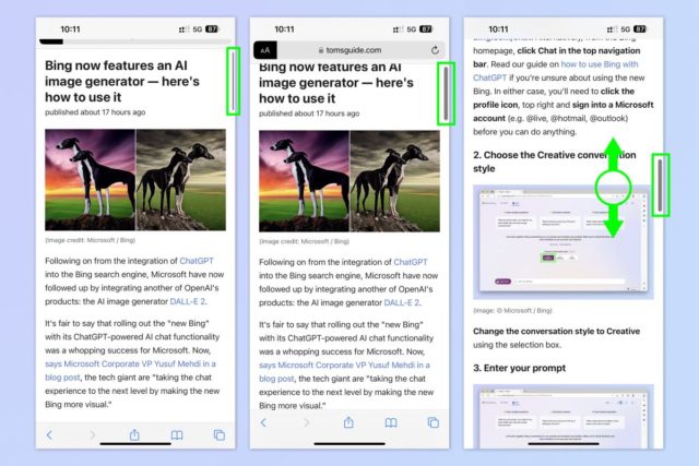 iPhoneMuslim.com से, iPhone उपयोगकर्ताओं के लिए iOS में छिपे हुए इशारों को दिखाने वाले एक पेज का स्क्रीनशॉट।