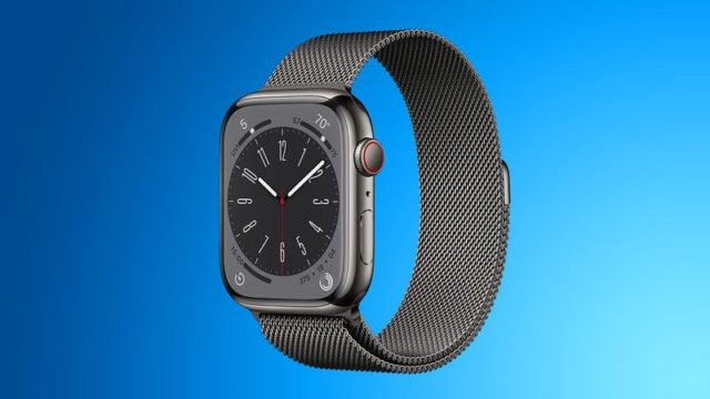 من iPhoneIslam.com، تظهر ساعة Apple Watch بخلفية زرقاء في الأخبار.