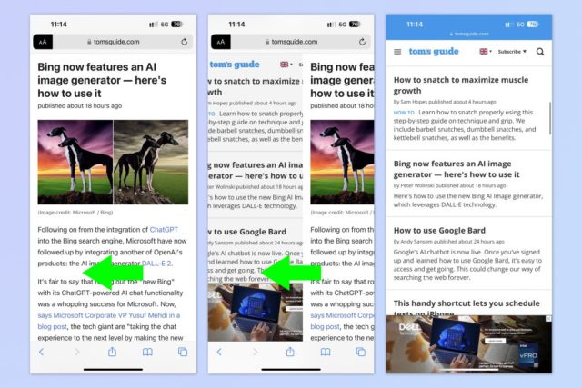 De iPhoneIslam.com, uma captura de tela de um artigo de notícias com uma seta verde apontando para ele, revelando recursos ocultos do iOS.