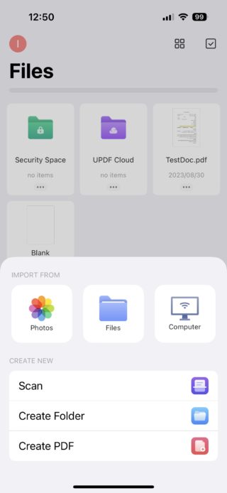 iPhoneIslam.com에서 향상된 아랍어 지원 및 AI 서비스를 갖춘 iPhone의 파일 앱 스크린샷.