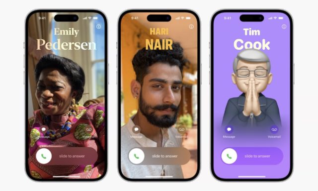 من iPhoneIslam.com، مجموعة من الأشخاص ذوي الوجوه المختلفة على هواتفهم متحمسون للميزات الجديدة القادمة إلى iOS 17.