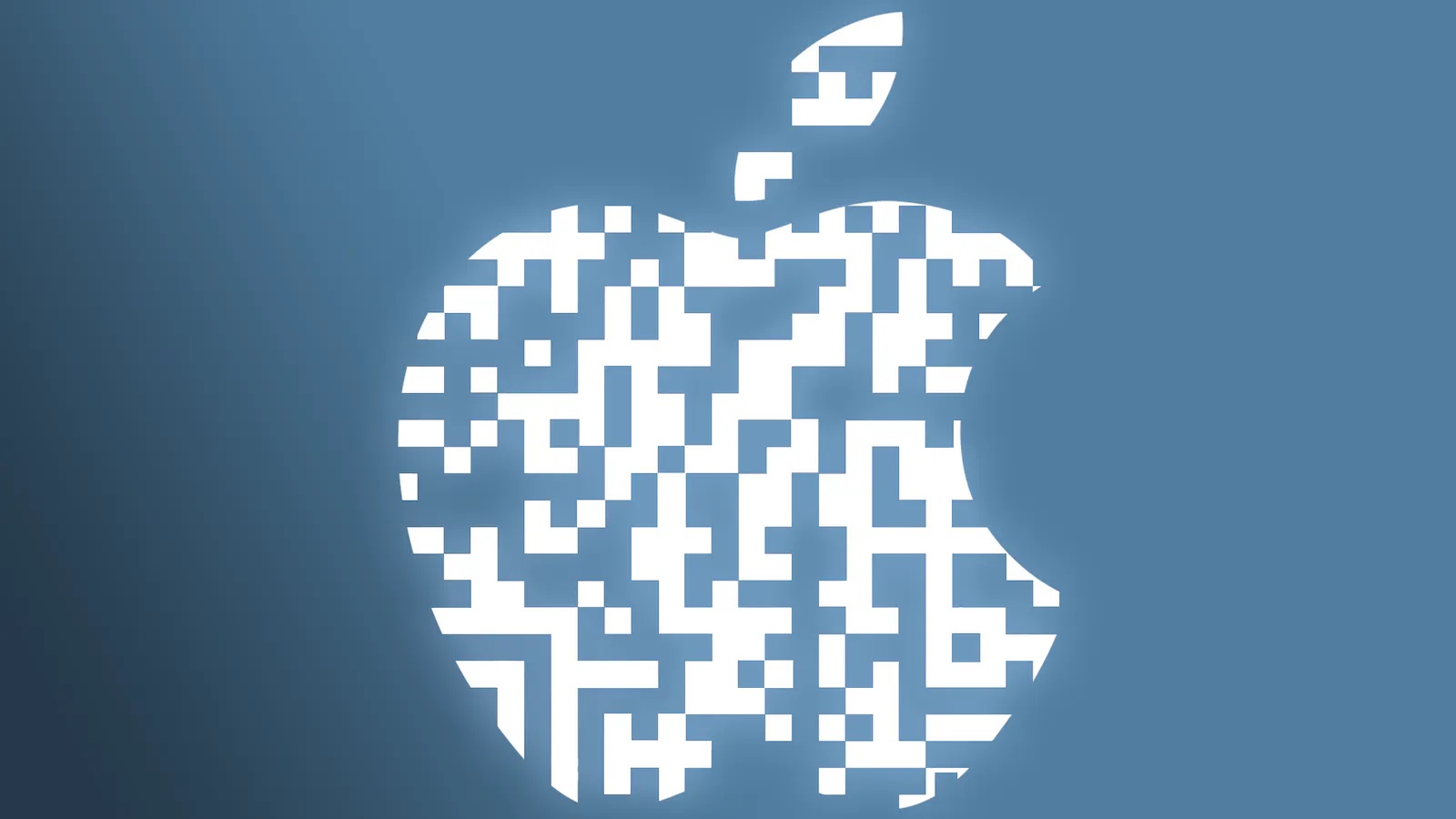 من iPhoneIslam.com، شعار الآي فون أبيض على خلفية زرقاء.