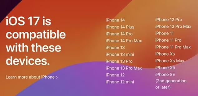 Da iPhoneIslam.com, la versione finale di iOS 17 è compatibile con questi dispositivi.