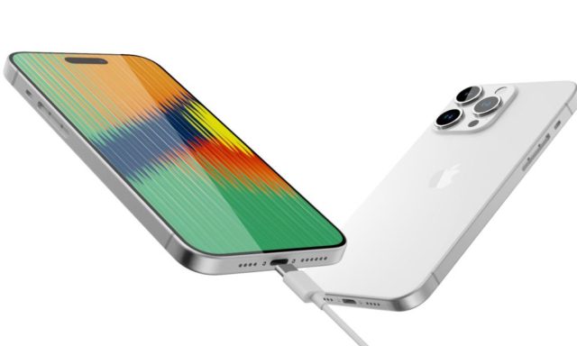 من iPhoneIslam.com، هاتف iPhone 11 Pro أبيض اللون موصول بشاحن يدعم تقنية Thunderbolt.