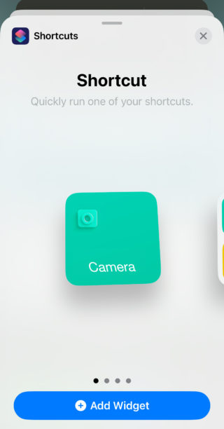 С сайта iPhoneIslam.com: снимок экрана приложения «Ярлыки» на iPhone, показывающий действия камеры.