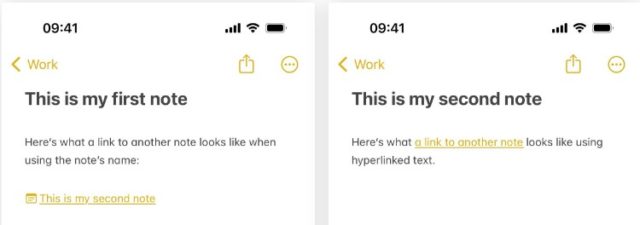 Von iPhoneIslam.com, ein Screenshot einer Notiz-App auf einem iPhone, die die Möglichkeit bietet, Ihre Notizen miteinander zu verknüpfen.