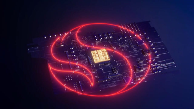 Do iPhoneIslam.com, imagem de uma placa de circuito com luz vermelha.