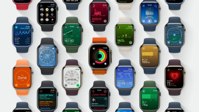 来自iPhoneIslam.com，排列了一系列不同颜色的苹果手表。