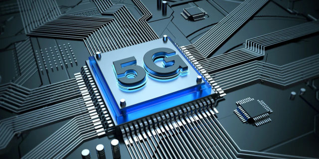 From iPhoneIslam.com, the 5G symbol is prominently displayed above the circuit board, showcasing the capabilities of the advanced modem chip.