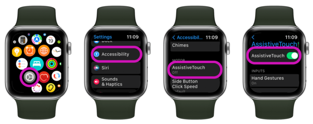 Von iPhoneIslam.com zeigt die Apple Watch eine Reihe verschiedener Steuertasten.