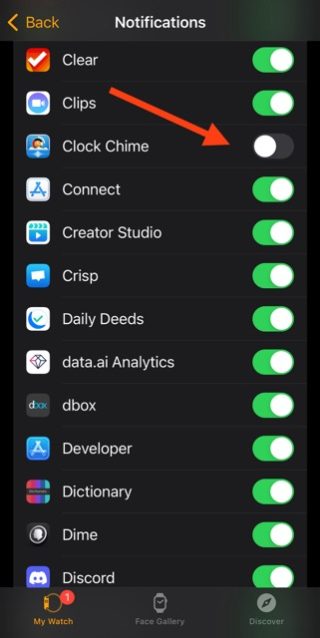 De iPhoneIslam.com, una captura de pantalla de la configuración de notificaciones en la aplicación de iPhone.
