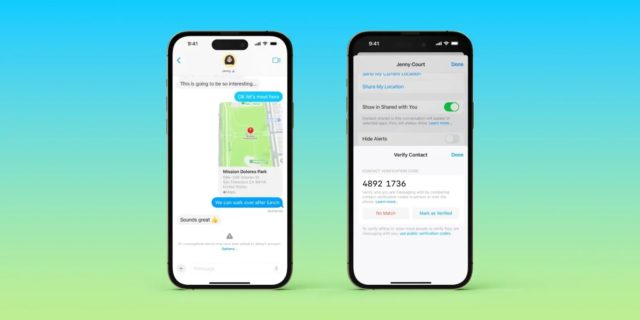 Von iPhoneIslam.com zeigen zwei iPhones eine Meldung auf dem Bildschirm an, die ihre leistungsstarken Funktionen und das neueste iOS-Betriebssystem präsentiert.