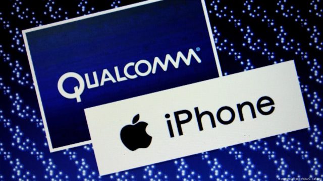 Van iPhoneIslam.com werden de logo's van Qualcomm en Apple op het scherm weergegeven