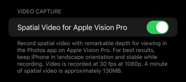 De iPhoneIslam.com, una captura de pantalla de la aplicación de captura de video que presenta la función de captura de video espacial de Apple Vision Pro.