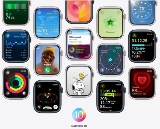 来自 iPhoneIslam.com 示例使用：一系列不同的 Apple Watch（包括 Watch Series 9）显示在白色背景上。