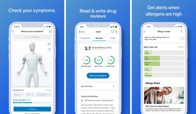 iPhoneIslam.com에서 The Wallpaper Club이 강조한 남성과 여성이 등장하는 의료 앱의 스크린샷.