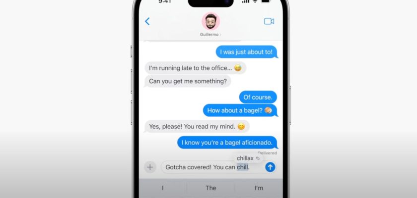 Mula sa iPhoneIslam.com, isang screenshot ng isang text message sa isang iPhone na may autocorrect.