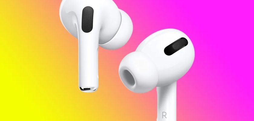 Dari iPhoneIslam.com, dua headphone Apple AirPods Pro 3 dengan latar belakang warna-warni menampilkan fitur-fiturnya.