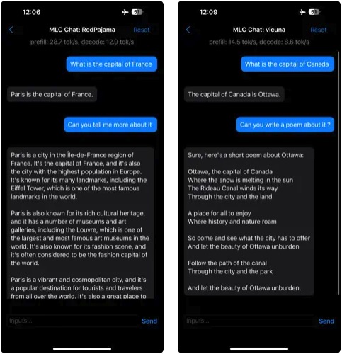 iPhoneIslam.com'dan, iPhoneIslam'ın faydalı "Seçenekler" uygulamasını içeren bir iPhone mesajının iki ekran görüntüsü.