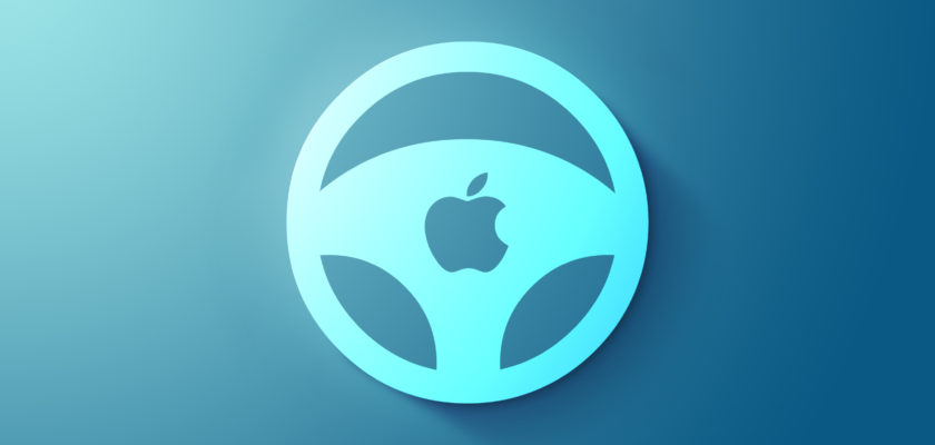 من iPhoneIslam.com، شعار Apple على خلفية زرقاء لمشروع Apple Car.