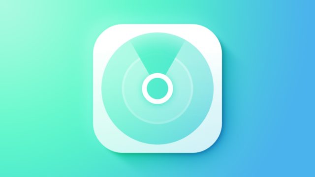 از iPhoneIslam.com، نماد Find My شکل دایره‌ای روی پس‌زمینه آبی دارد.