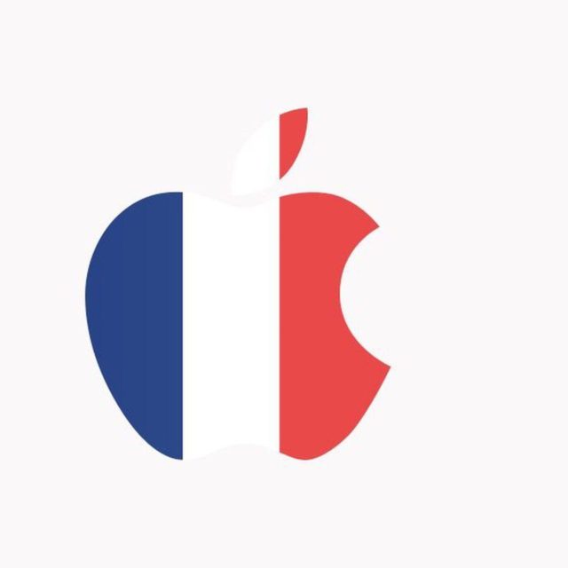 Z iPhoneIslam.com, logo jabłka z flagą Francji ozdobione symbolem Unii Europejskiej.