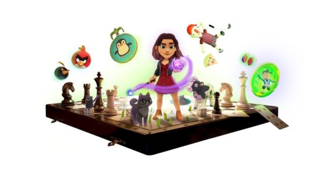 iPhoneIslam.com より、女の子といくつかのチェスの駒が描かれたチェス盤。