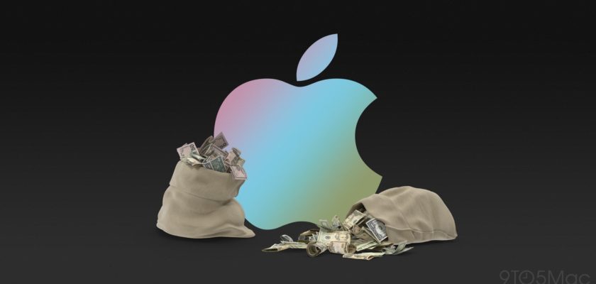 From iPhoneIslam.com, Apple logo with profits in the bag.
