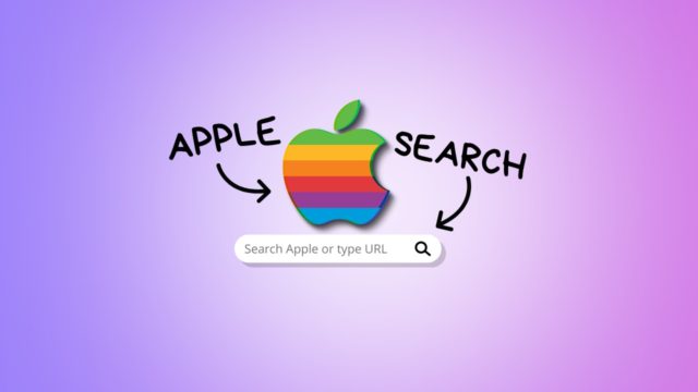 Depuis iPhoneIslam.com, logo de recherche Apple sur fond violet. (Apple, moteur de recherche)