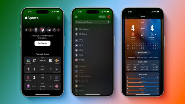 من iPhoneIslam.com، مجموعة من هواتف الأيفون مع تطبيقات رياضية متنوعة منها Apple Sport.