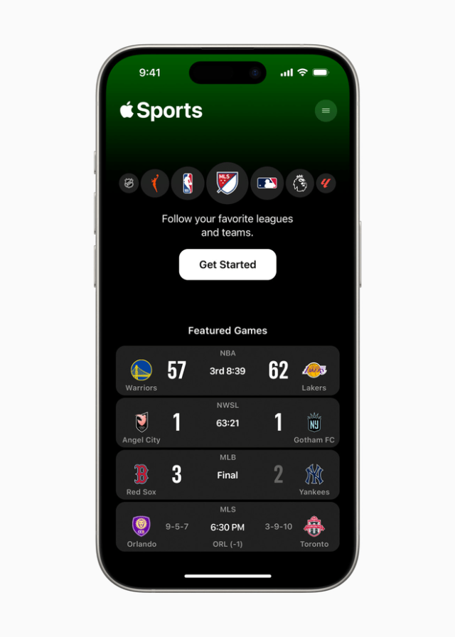 iPhoneIslam.com より、携帯電話上の Apple Sport アプリのスクリーンショット。