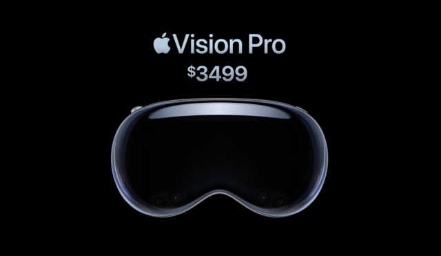 来自 iPhoneIslam.com，Apple Vision Pro 显示在黑色背景上。
