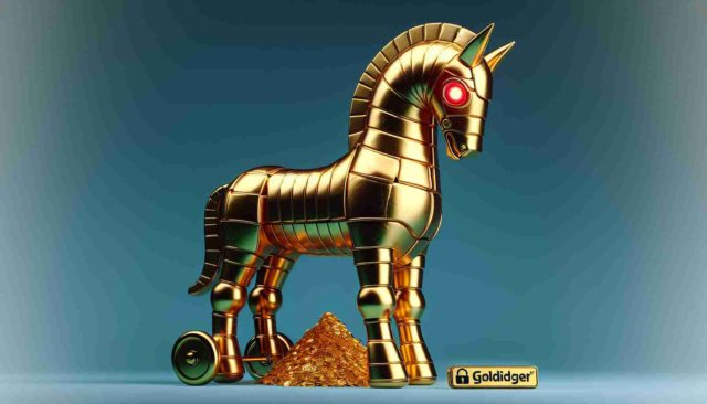 Da iPhoneIslam.com, una statua dorata di un cavallo su sfondo blu, Gold Digger.