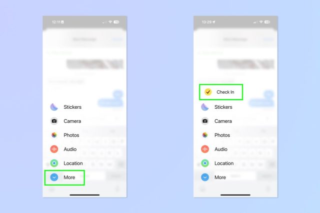 Dari iPhoneIslam.com, tangkapan layar aplikasi Pesan dengan panah hijau mengarah ke sana. Tangkapan layar menunjukkan pembaruan iOS 17 baru, yang mencakup perbaikan untuk masalah perpesanan.
