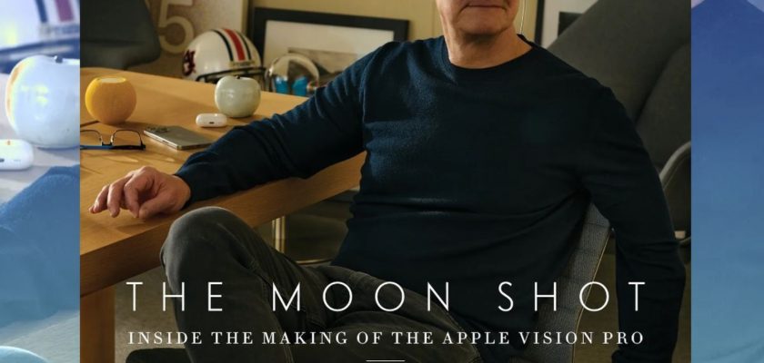 Z iPhoneIslam.com: mężczyzna noszący zestaw słuchawkowy Apple VR, zanurzony w technologii fantasy.