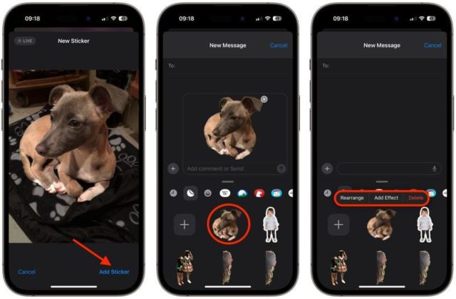 من iPhoneIslam.com، كيفية إضافة كلب إلى صورة في تطبيق الرسائل على إنستغرام.