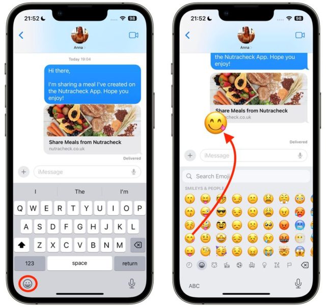 Z iPhoneIslam.com, Jak dodawać emotikony do wiadomości tekstowych na iPhonie przy użyciu ukrytych funkcji w iOS 17.