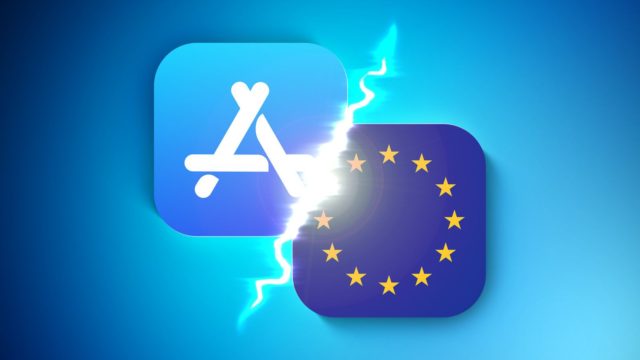 Da iPhoneIslam.com, i loghi UE e Apple appaiono su sfondo blu a marzo.