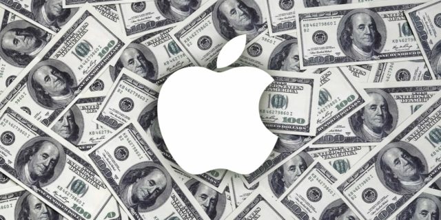 From iPhoneIslam.com, the Apple logo surrounded by scattered hundred dollar bills earns the little one.
