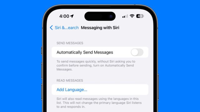 Από το iPhoneIslam.com, στην οθόνη του smartphone εμφανίζεται η ρύθμιση του Siri για ανάγνωση μηνυμάτων με μια επιλογή