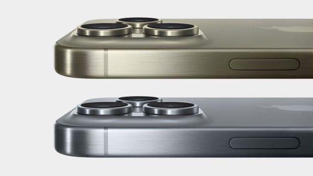 来自 iPhoneIslam.com 的金色和银色智能手机在侧面展示了相机模块和侧面按钮。