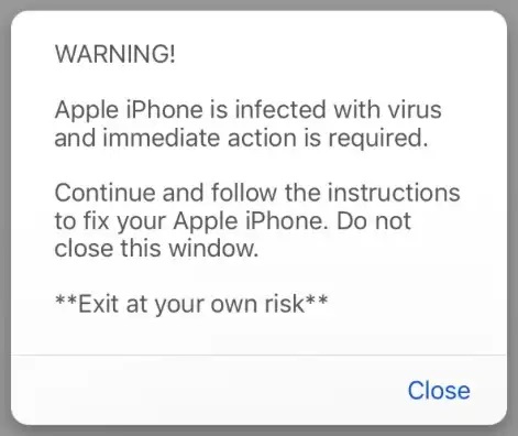iPhoneIslam.com 弹出警告，声称 iPhone 感染了病毒