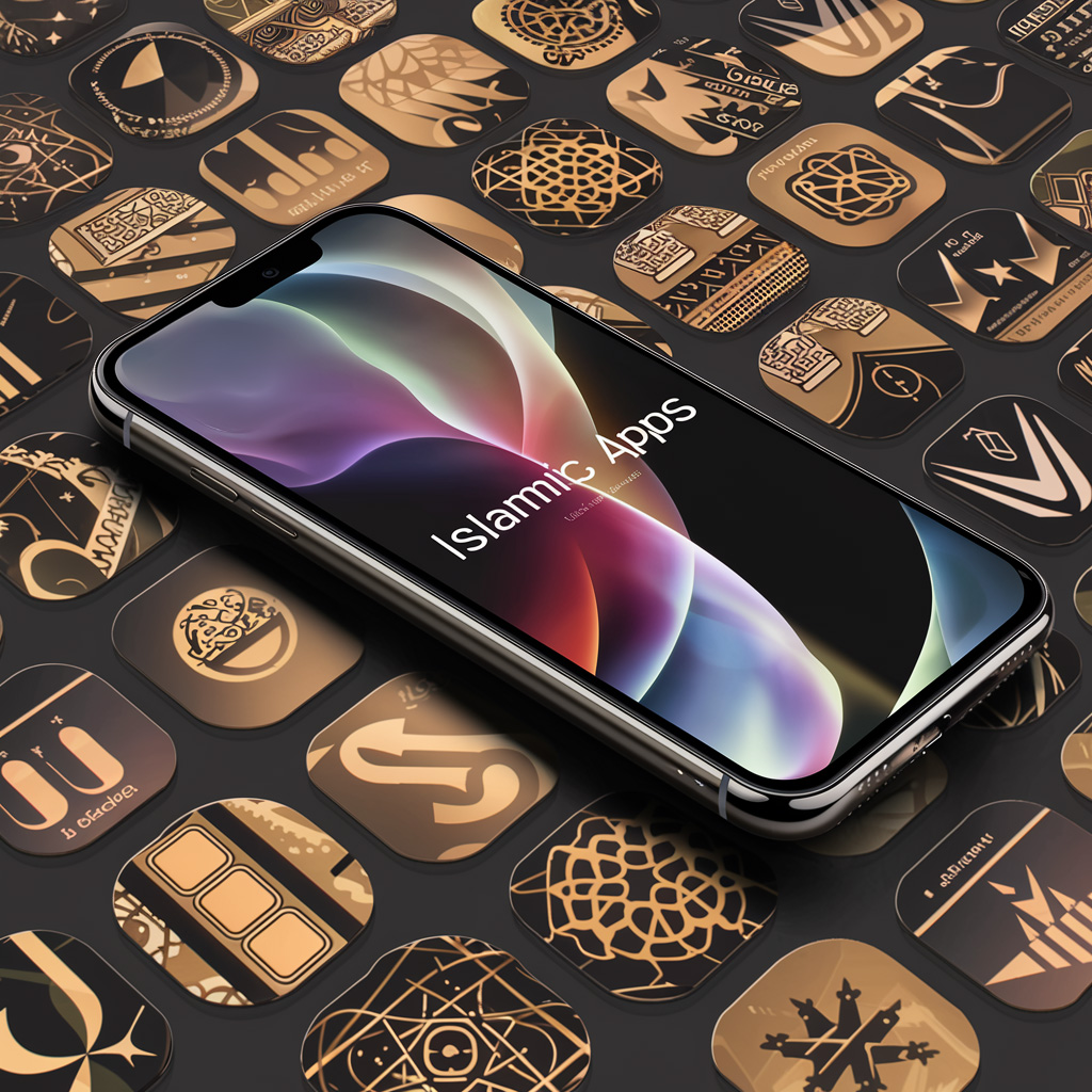 من iPhoneIslam.com، جهاز iPhone عليه تطبيقات إسلامية.