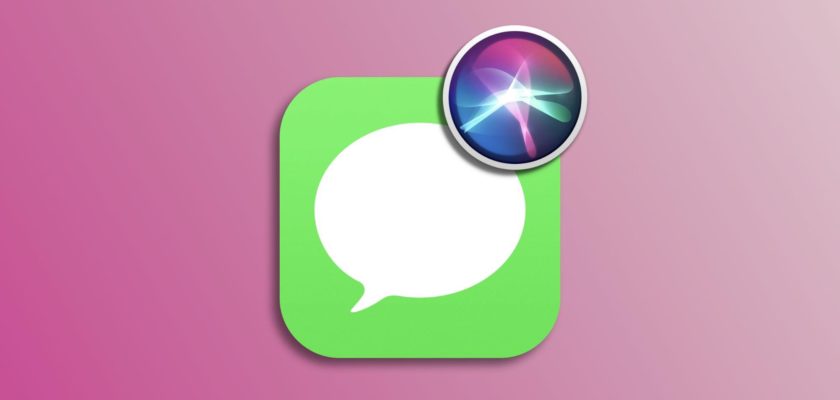 Dari iPhoneIslam.com, Ilustrasi digital ikon aplikasi Pesan Apple dengan hamparan ikon Siri untuk pengaturan pembacaan pesan.